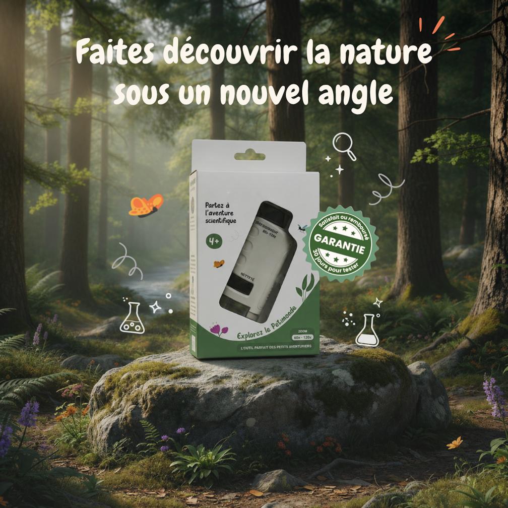 Microscope de poche Kidscop pour enfant, zoom 60x à 120x